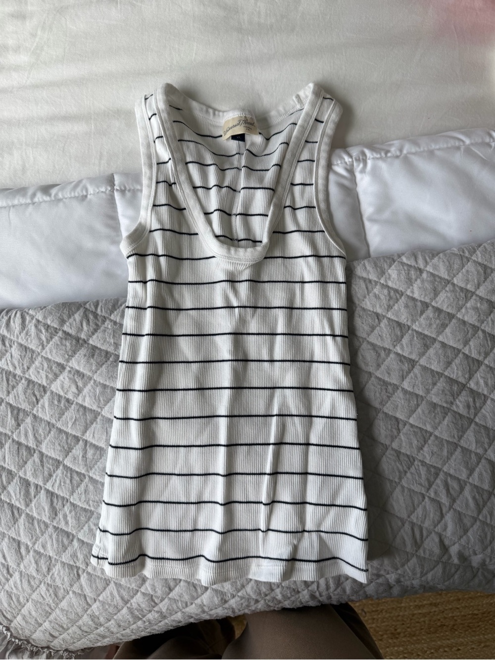 White Tank with Black Horizontal Stripes